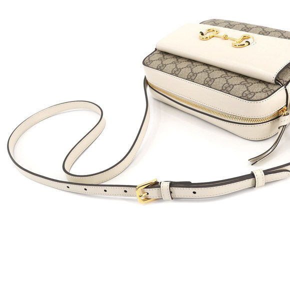 Gucci Horsebit 1955 Small Shoulder Bag GG Supreme Leather White Beige Brown - Picture 5 of 7